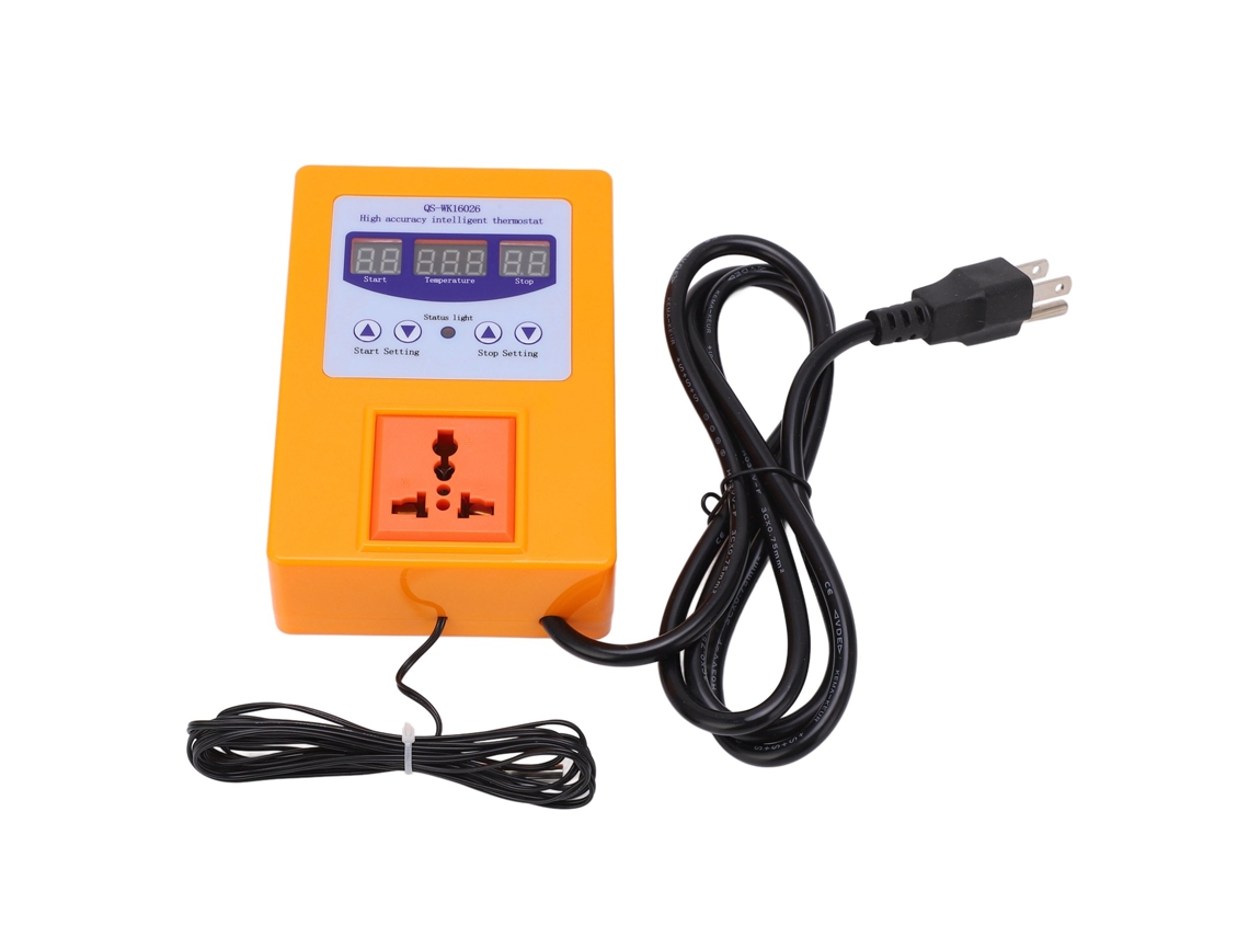 Controlador De Temperatura Digital Inteligente Automático Interruptor Termostato Preciso Con Conexión Us 110‑240v Naranja