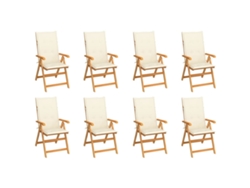 Sillas de jardín reclinables DKD Home Decor de 8 piezas con cojines, teca maciza