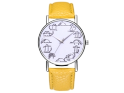 Reloj De Pulsera De Moda Para Mujer Con Correa De Piel Con Estampado Animal Y Movimiento De Cuarzo Amarillo.