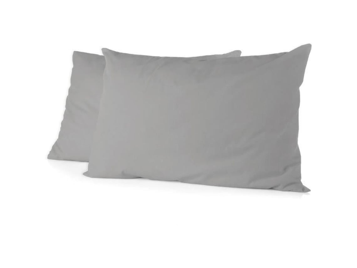 2 Fundas De Almohada - 50 X 70 Cm - Gris Claro