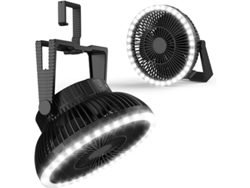 Ventilador De Camping Con Linterna Led, Recargable, Portátil Con Gancho, Potente Y Silencioso.