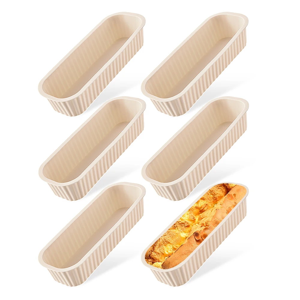 (blanco, Paquete De 6) Mini Moldes Para Hornear Pan, Moldes Rectangulares De Silicona Para El Hogar, Fáciles De Desmoldar.