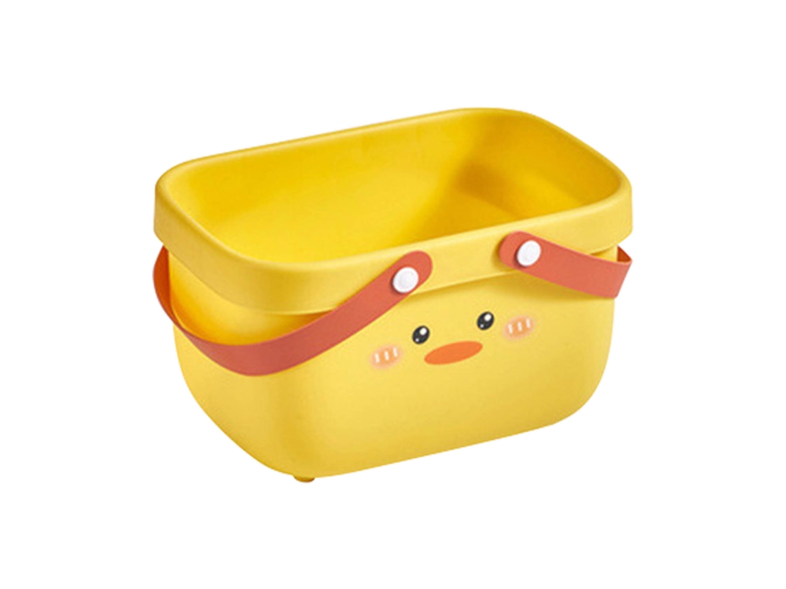 Cesta De Ducha Animada Con Forma De Pato Naranja Y Asa Ensanchada, Fabricada En Material Pp Duradero Para El Baño Y El Camping.