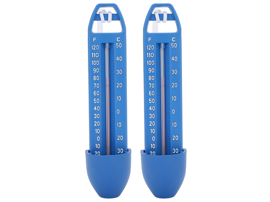 Termómetro flotante para piscina, resistente al agua, con doble escala de medición, fácil de usar.