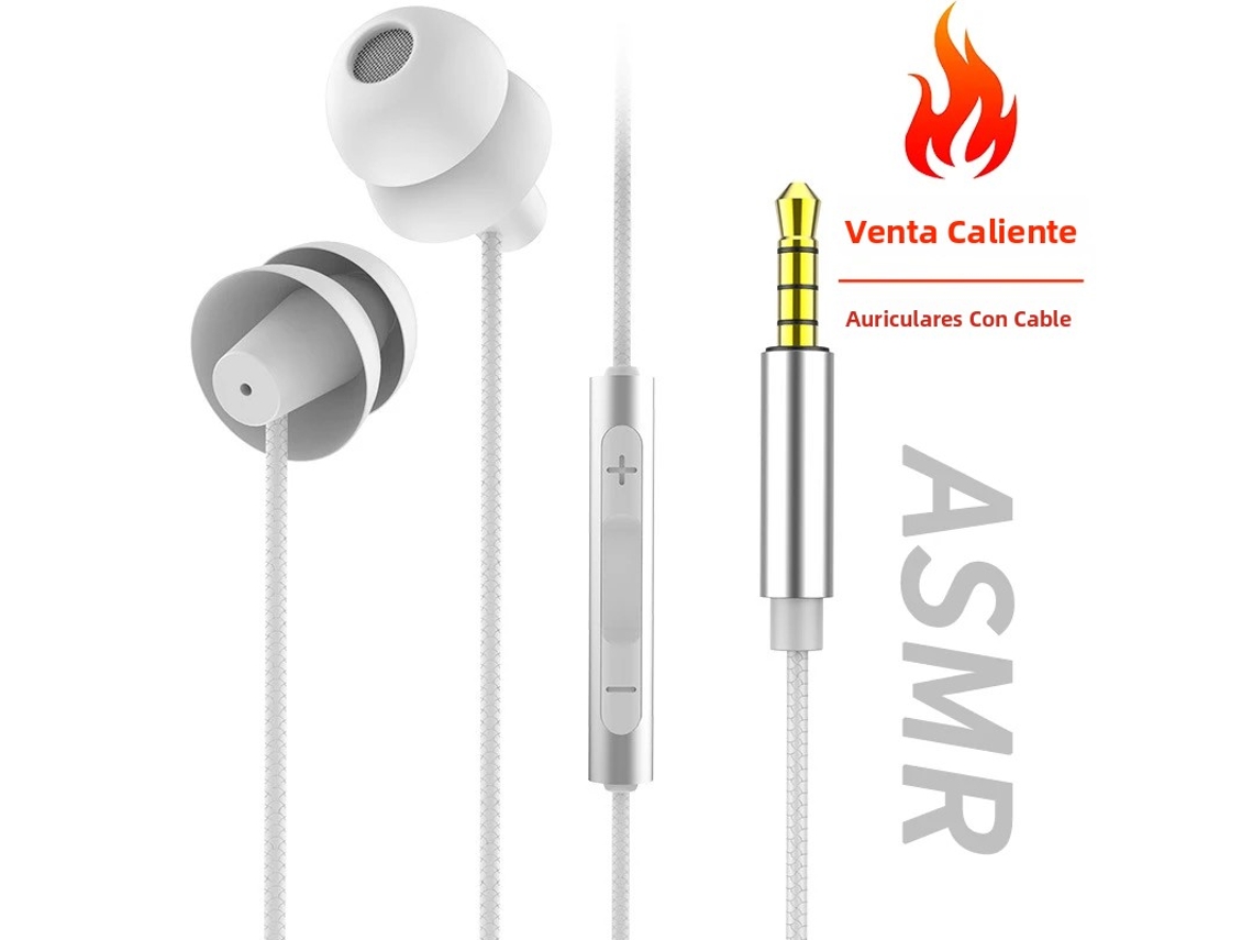 Auriculares Inalámbricos Blancos De 3,5 Mm, Estéreo Asmr Para Dormir Con Graves Potentes De Silicona