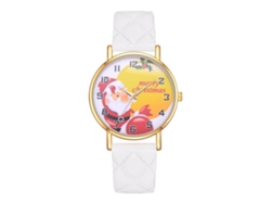 Reloj De Cuarzo Casual Con Correa De Pu Y Diseño De Papá Noel Unisex (blanco)