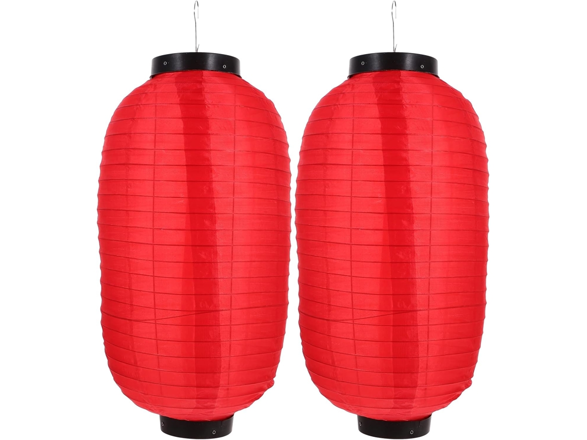 Juego de 2 faroles plegables japoneses, tela impermeable, rojo, 25 cm, decoración colgante, uso en interiores, GOKOCO