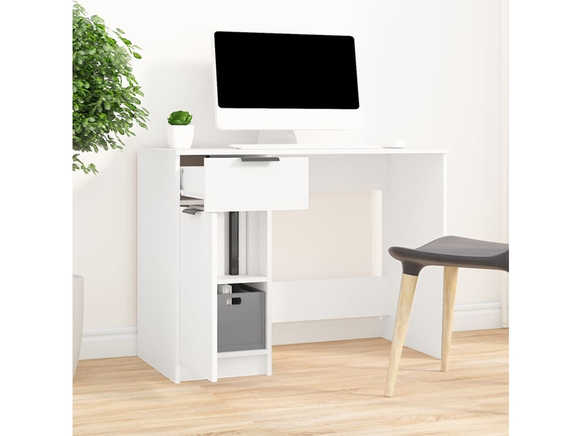 Escritorio | Mesa | Mesa de escritura 100x50x75 cm Derivados de madera blanca