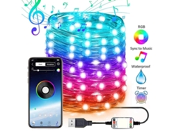 Guirnalda de luces LED navideñas con Bluetooth y USB, 20 m, 200 LED