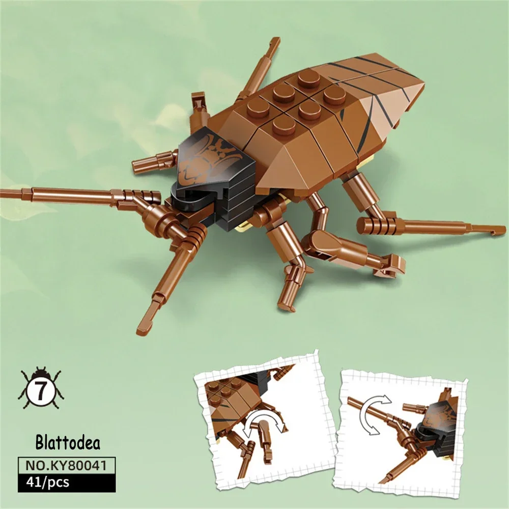 Juego de bloques de construcción con forma de insecto, ideal para niños, exquisito modelo coleccionable MDUG