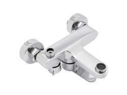 Grifo de baño moderno de pared con dos salidas de agua, fabricado en plata.