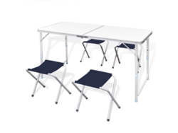 Mesa plegable de aluminio ajustable con 4 bancos plegables ajustables para acampar, ideal para acampar y jardín Seleok