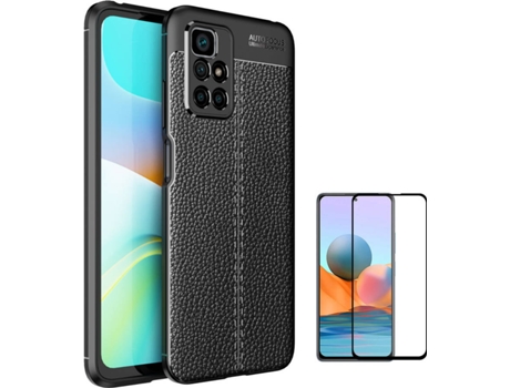 Kit Funda + Protector de Pantalla Xiaomi Redmi 10 Rugged Leather Full cover (Negro)