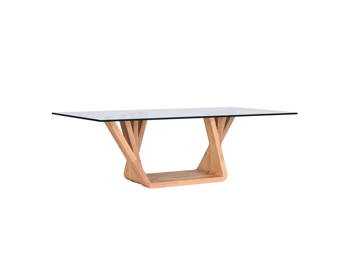Mesa Centro Nogal Cristal 10 Mm, Natural 130x70x42cm