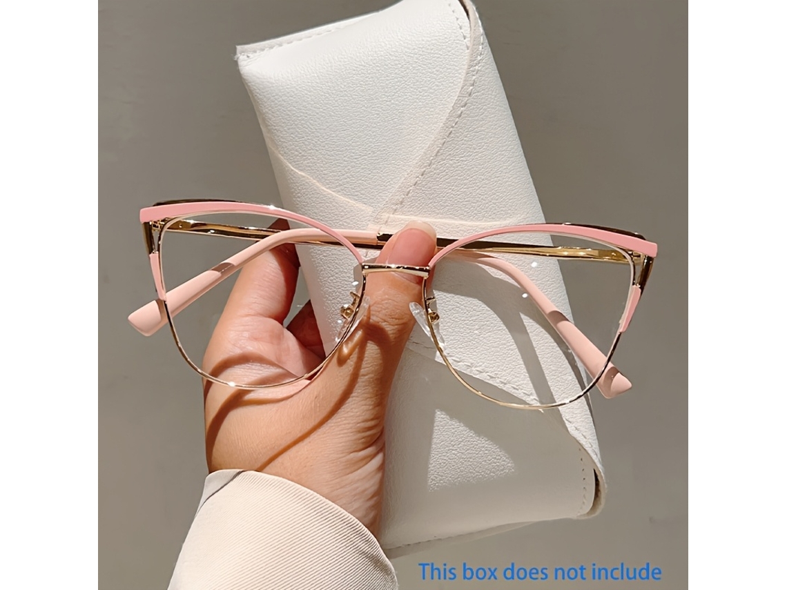 Un Nuevo Y Elegante Par De Gafas Ojo Gato Para Mujer, Con Montura Lentes Metálicas Alta Calidad (estuche No Incluido). Impermeable