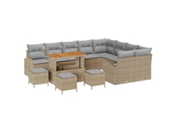 Maison Exclusive - Conjunto de sofás de jardín de 13 piezas en beige y gris claro