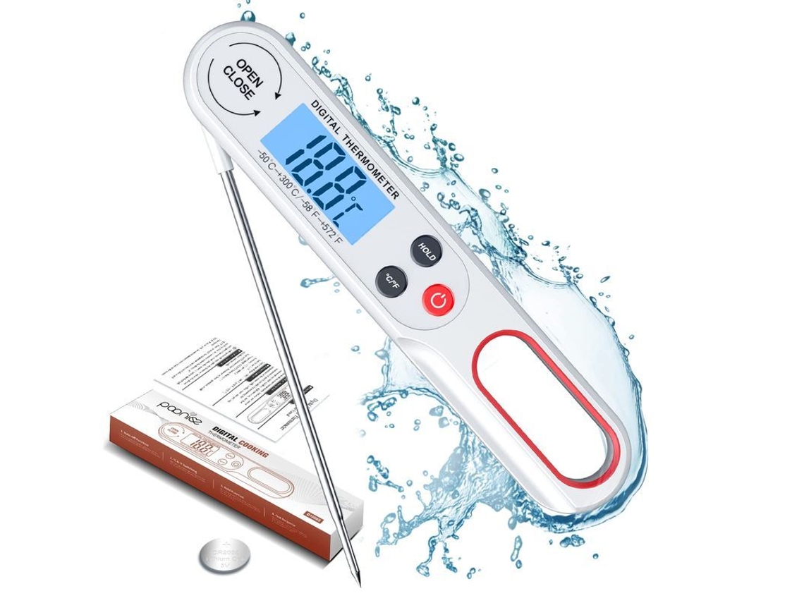 Termómetro digital para carne Rebe Linjou con pantalla LCD instantánea, rango de temperatura preciso de -50 ℃ a 300 ℃.