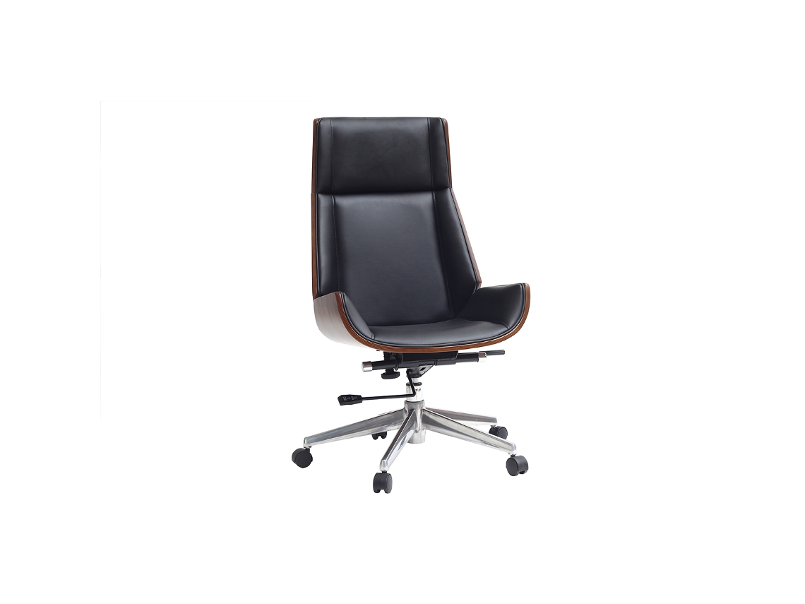 Sillón de Escritorio Moderno Madera Oscura Y Negro Curved MILIBOO