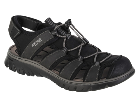 Sandalias Hombre RIEKER (44 - Cuero Sintético - Negro)