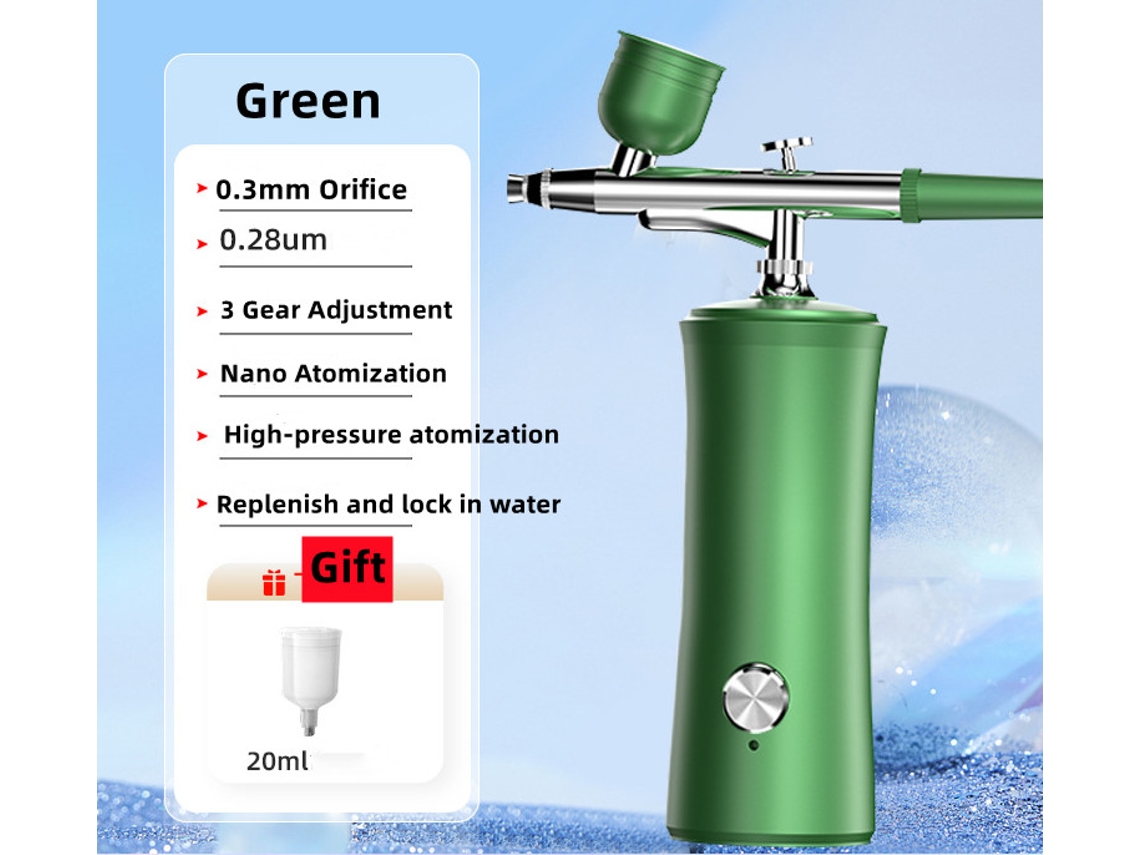 Mini aerógrafo inalámbrico (verde) para peinar el cabello - Nano Spray