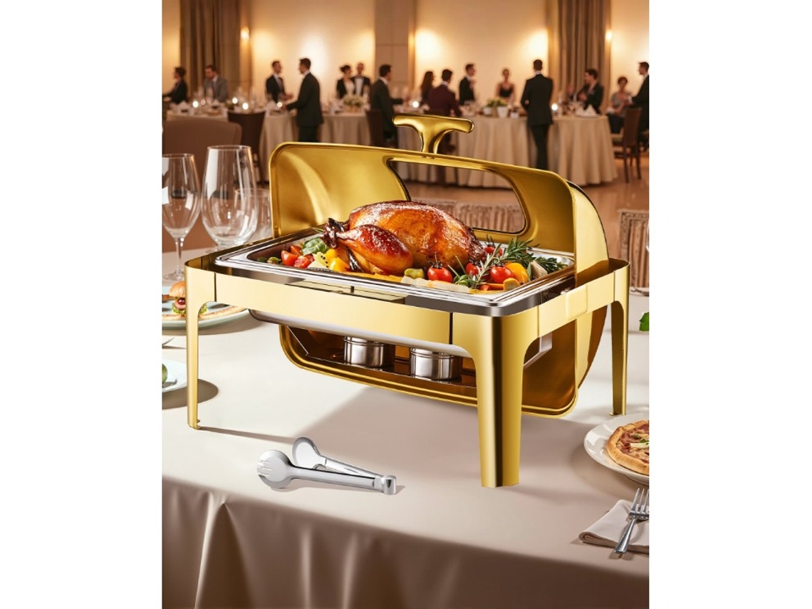 Juego de equipo para buffet y eventos de acero inoxidable dorado de 8,5 l de Tekmaquinas