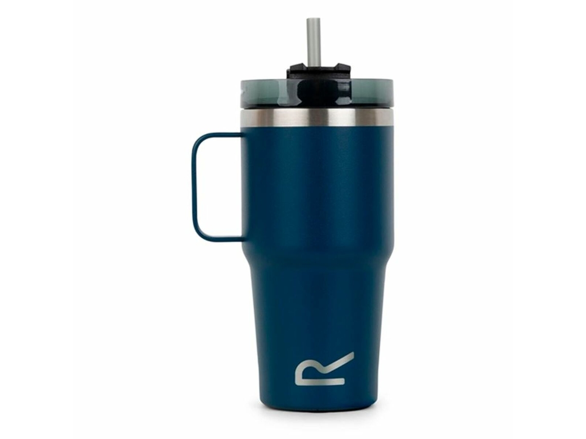 Taza térmica Regatta azul oscuro de 600 ml con pajita de acero inoxidable