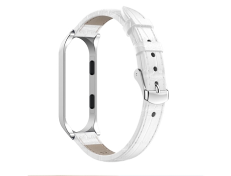 Correa de piel auténtica textura de cocodrilo para Xiaomi Mi Band 3/Mi Smart Band 4 - blanco