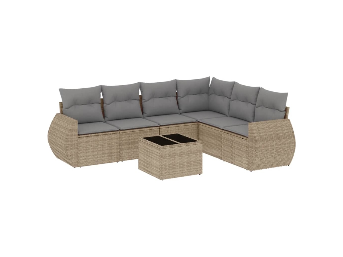 Conjunto de 7 sofás de jardín con cojines de mimbre beige MAISON EXCLUSIVE (7 piezas)