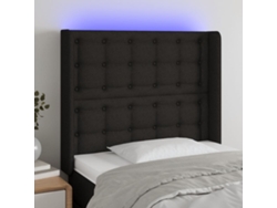 Cabecero Con Led De Tela Negro 93x16x118/128 Cm