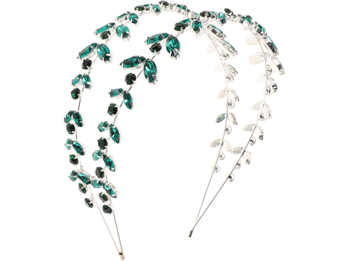 Diadema De Boda Verde De Doble Capa - Elegante Diadema De Cristal Para Mujeres Y Niñas