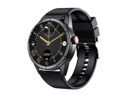 Reloj inteligente con auriculares Bluetooth TWS 2 en 1 y pantalla táctil TFT de 1,32 pulgadas (silicona negra)