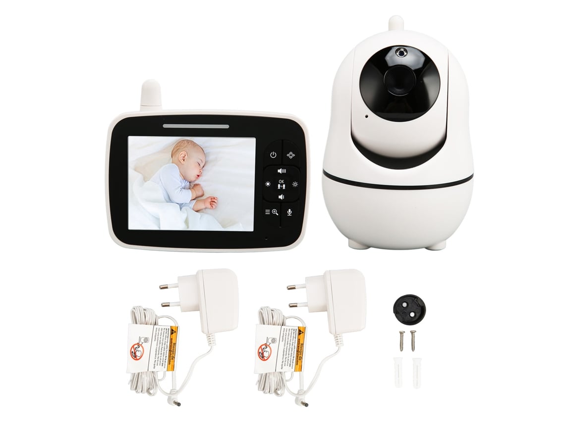 Monitor de bebé inalámbrico con cámara, pantalla LCD de 3,5", 2,4 GHz, wifi, visión nocturna, audio bidireccional, enchufe UE de 100-240 V