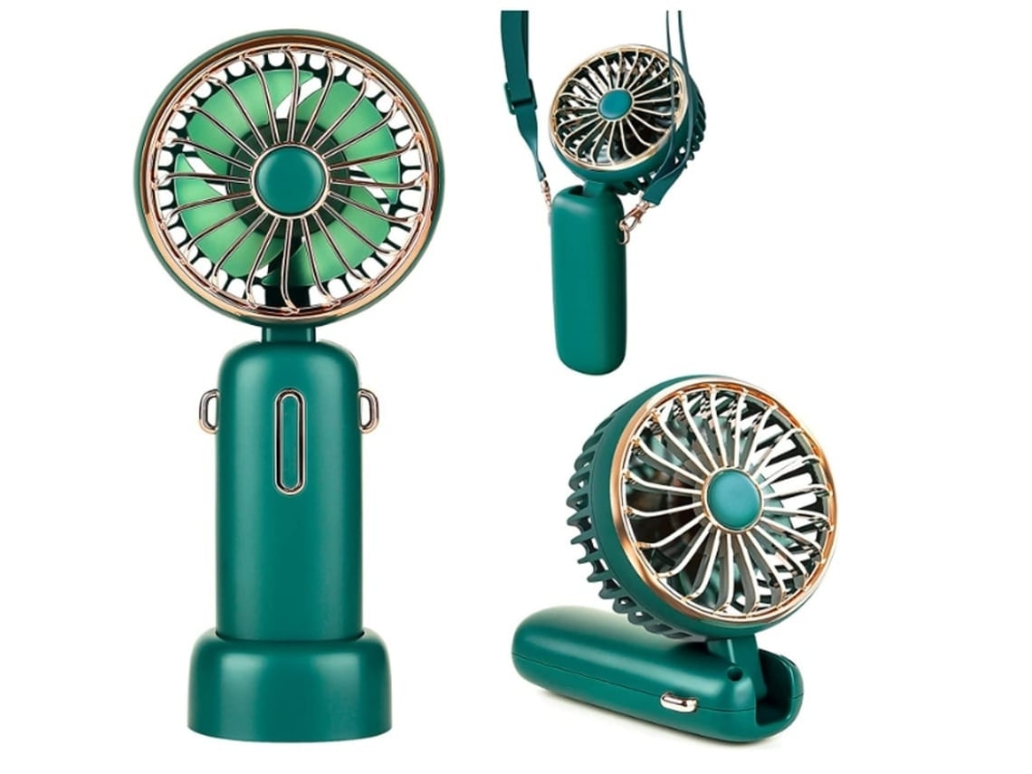 Ventilador de mano de 4800 mAh, mini ventilador portátil de refrigeración personal, recargable por USB, 6-20 horas de flujo de aire potente, 3 velocidades, color verde USHION