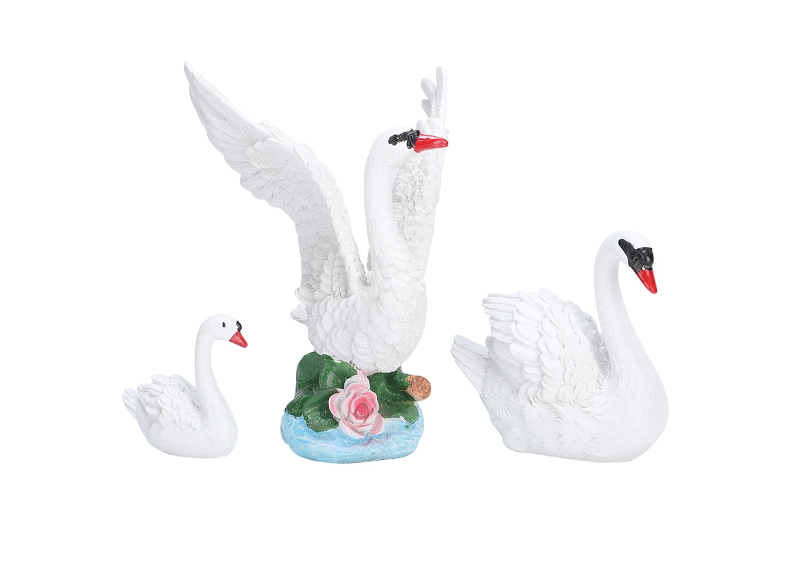 Decoración de jardín de cisne de resina simulada (3 piezas)