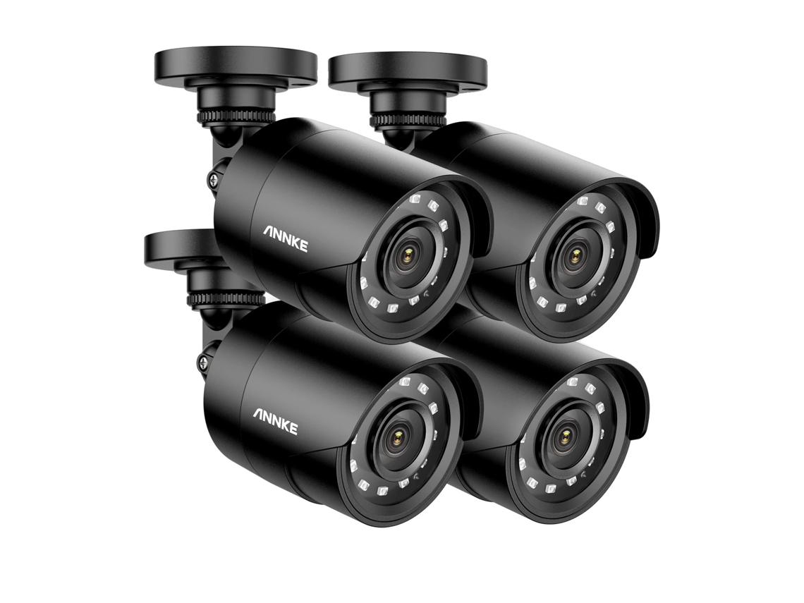 Cámaras de vigilancia de 2 MP, tecnología infrarroja, estilo bala, 4 unidades, color negro, OEM