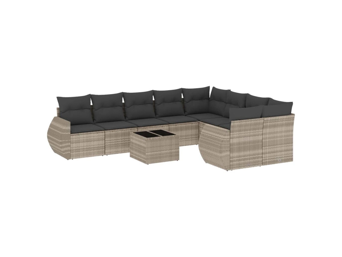 Maison Exclusive - Set Sofás Jardín 10 Pzas Con Cojines Ratán Sintético Gris Claro