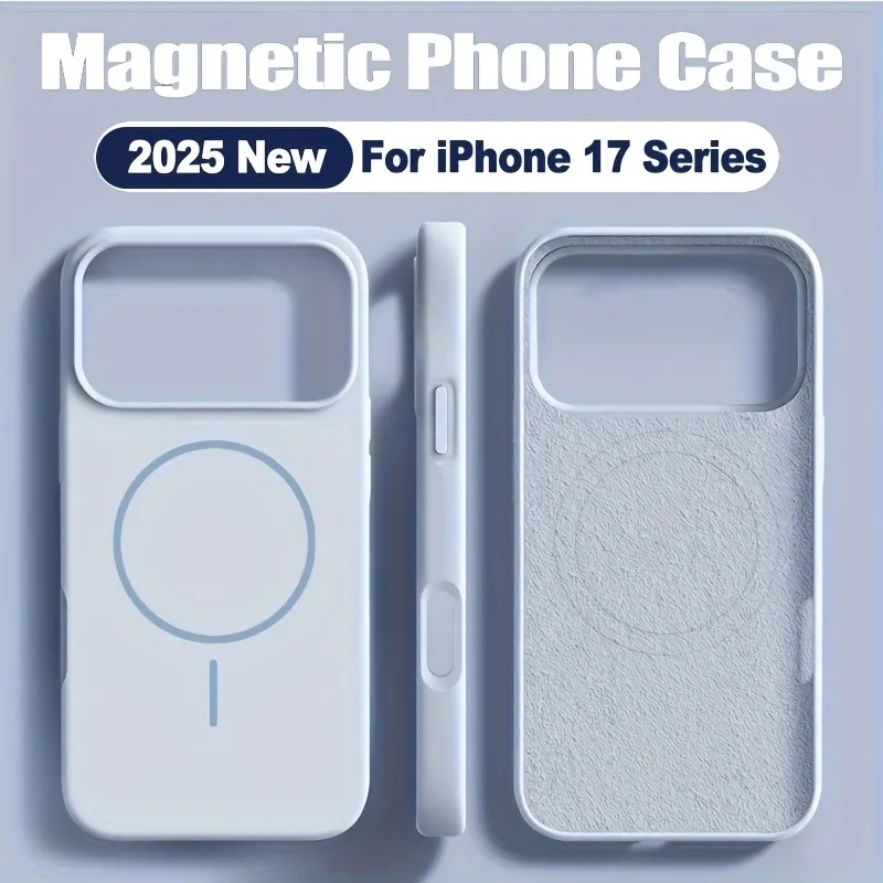(iphone 17 Pro Azul) Funda Protectora Suave Con Carga Inalámbrica Magnética Para Iphone