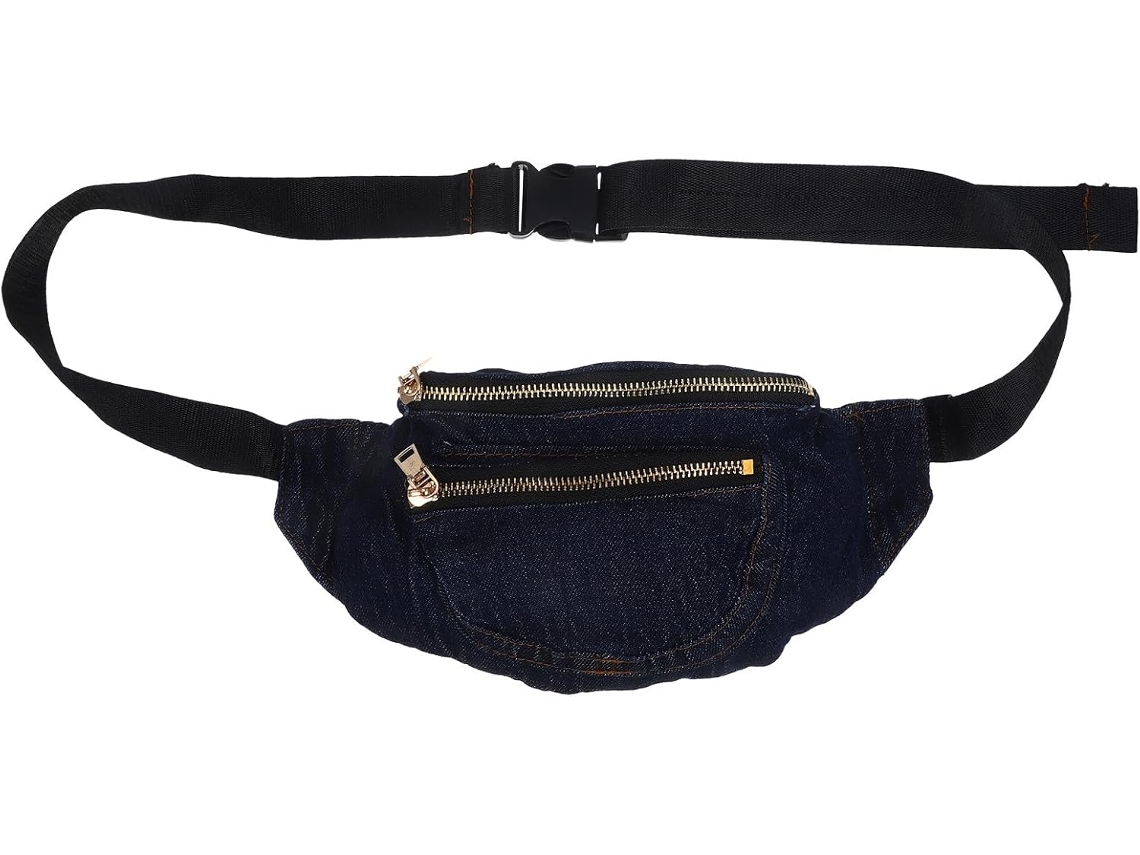 Pochete De Jeans Lavável, Estilo Retrô Vintage, Azul Escuro, Para Usar No Peito.