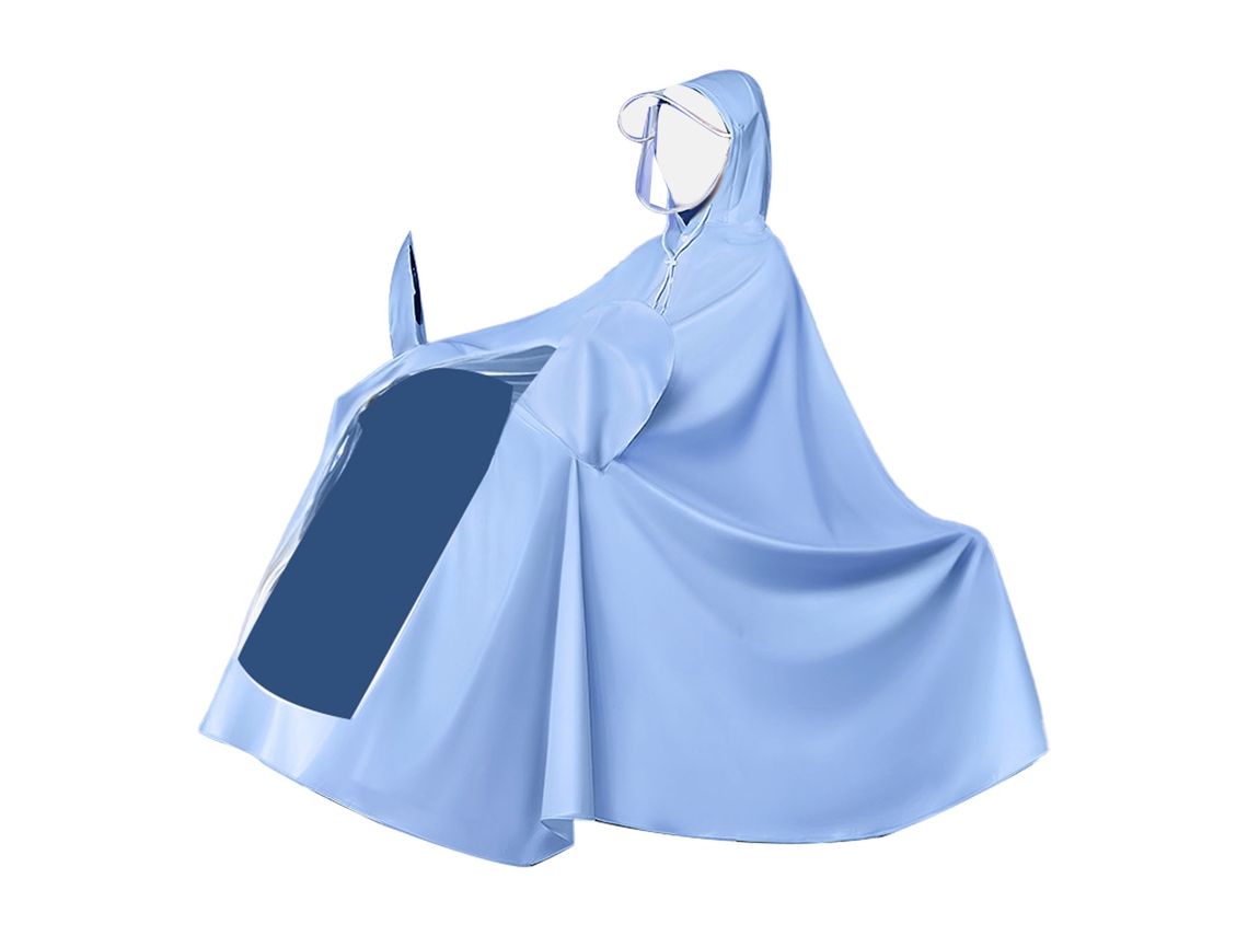 Impermeable Para Bicicleta Eléctrica Con Capucha Abrigo De Lluvia Corporal Completo Reutilizable Azul Con Tapa Para Espejos 4x