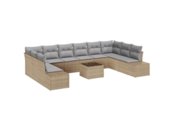 Maison Exclusive - Conjunto De Sofás De Jardín Con Cojín 10 Pcs Beige Y Gris Claro