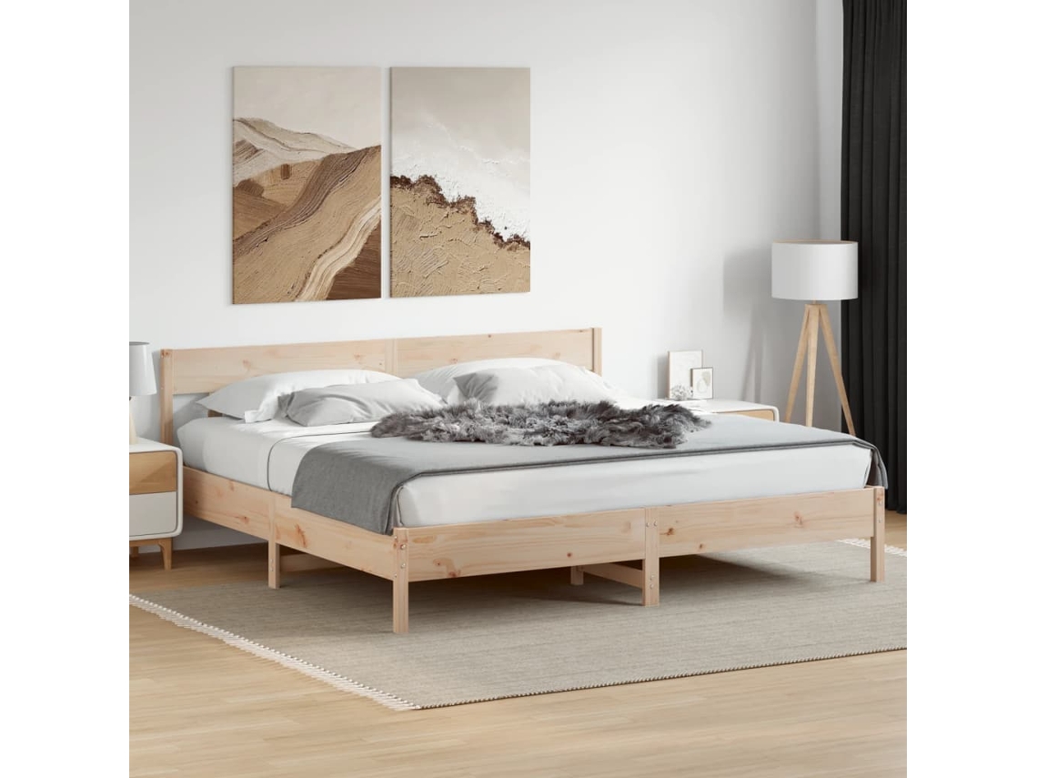 Estructura De Cama Sin Colchón Madera Maciza De Pino 180x200 Cm