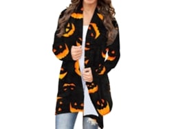Rebe-shirt Halloween Casaco Casual de Manga Comprida com Estampa Solta e Frente Aberta Tipo 3 M