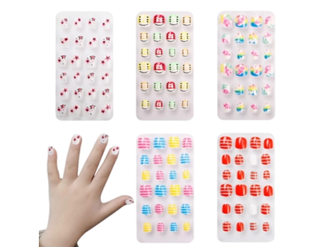 Juegos De Uñas Postizas Para Niños, Cubierta Completa, Uñas Postizas Cortas, Regalo Encantador Para Niñas Pequeñas -Style1 ZMDECQNA