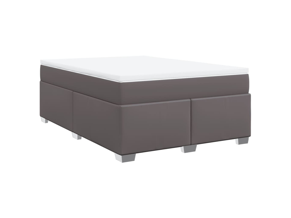 Maison Exclusive - Cama Box Spring Con Colchón Cuero Sintético Gris 140x190 Cm