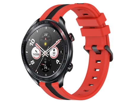 Correa de reloj inteligente para Honor Watch Dream Correa de reloj de silicona vertical bicolor de 22 mm (rojo + negro)
