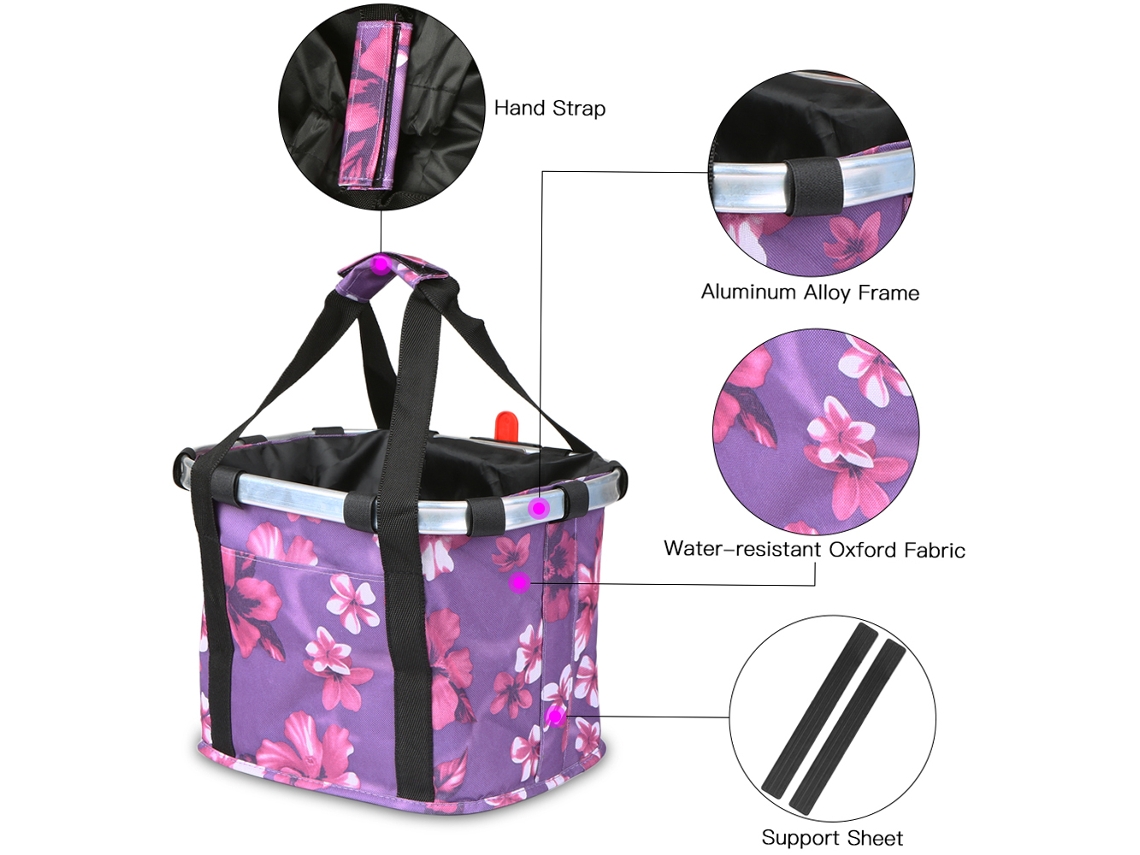 Cesta Plegable Para Bicicleta Con Transportín Desmontable Para Mascotas, Cesta Para Manillar De Bicicleta Con Asas Acolchadas.