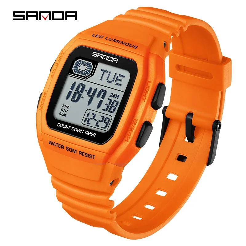 Reloj Electrónico Deportivo Multifuncional Para Estudiantes (naranja), Con Forma De Cubo.