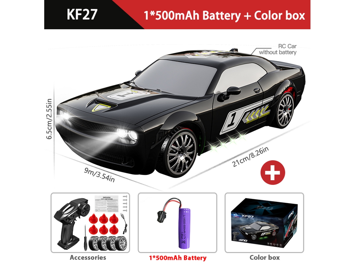 Coche de drift RC 4x4, camión de carreras RTR 4x4 con luces LED, alta velocidad, modelo AE86, negro. Aeuzwr