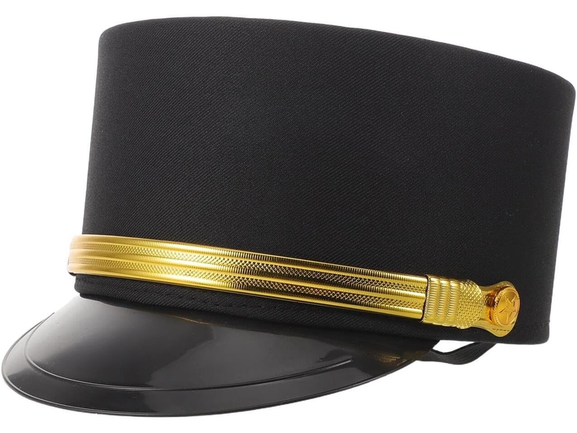 Gorra Unisex Negra De Maquinista De Tren, De Tela Y Plástico, Estilo Retro Clásico.