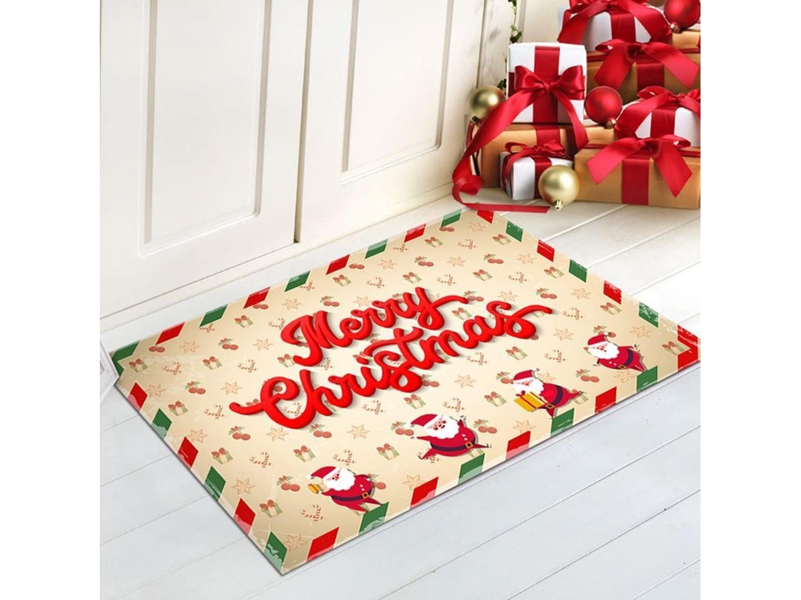 Felpudo Navideño Antideslizante Absorbente Decorativo Para Entrada Hogar Oficina Tiendas 40x60cm